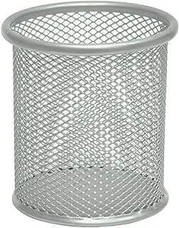 FIS FSPH101SL Round Shape Wire Mesh Pen Holder, Silver