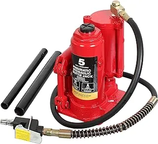 Torin 5 Ton (10,000 LBs) Pneumatic Air Bottle Jack with Manual Hand Pump, ATRQ05002B, Red