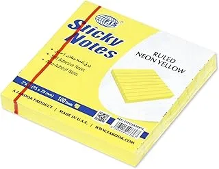 FIS® Sticky Note Pad, 3X3 inches, Pack of 12, Ruled Neon Yellow -FSPO3X3RNYL