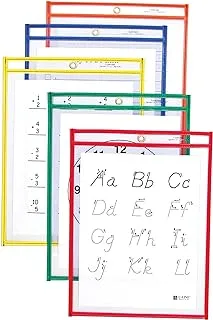 جيوب C-Line قابلة لإعادة الاستخدام للمسح الجاف ، 9 × 12 بوصة ، ألوان أساسية متنوعة ، 5 جيوب لكل عبوة (40630)