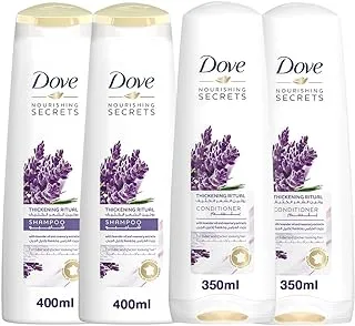 Dove Thickening Ritual Shampoo Lavender, 400ml (Pack of 2 )+ Dove Thickening Ritual Conditioner Lavender, 350ml (Pack of 2 )