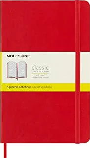 Moleskine Classic Notebook, Soft Cover, Large (12.7 cm x 21 cm) Squared/Grid, Scarlet Red, 192 pages