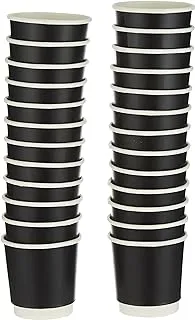 SNH-Packing 20-HGIN-WEF1 Disposable Double Wall Paper Coffee Cups 25-Pack, 4 oz Capacity, Black