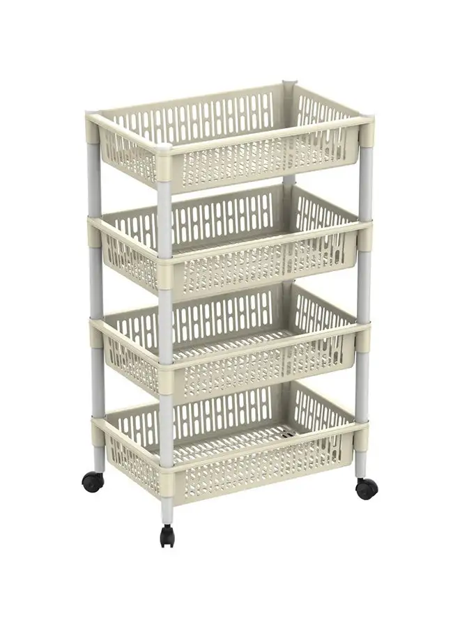 Cosmoplast Multipurpose Plastic Trolley Vegetable Rack 4 Tiers Offwhite 45x30x89cm