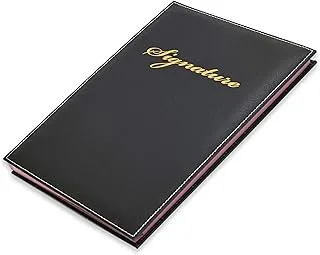 FIS FSCL3501 Bonded Leather Material Cover Signature Book with Gift Box، 18 ورقة 240 مم × 340 مم ، أسود الجاموس