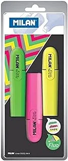 Milan Fluorescent Highlighters 3-Pieces, Yellow/Green/Pink