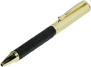 FIS FSPNGPUBKD5 Gold Pens with Embossed Italian PU Wrapper and Gift Box, Black