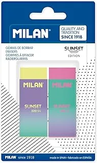 MILAN Blister Pack of 2 Cream Erasers 320 Sunset Series BPM10452