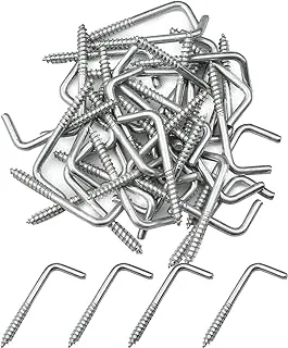 BAGUI 40 Pcs L Hook Screws Screw in Screws Hooks Square Shouldered Dresser Screws Hooks Carbon Steel Right-Angle Hook for Hanging Cups, Keys, Traction Ropes (1.57 * 0.62 inch)