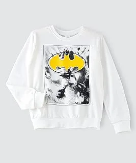 Batman Sweatshirt for Senior Boys - White, 9-10 Year