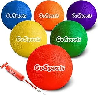 GoSports Playground Balls for Kids (Heavy Duty Set of 6) with Carry Bag and Ball Pump (Choose 8.5” or 10” Sizes)