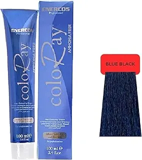 Enercos Professional Coloray Professional Hair Color, Long Lasting Tones, & Extra Shine, Ammonia Free, Blue Black, 100 ml