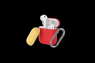 Ahastyle Keychain الإصدار اثنين من جراب سيليكون منغم لسماعات Airpods - أحمر / أصفر