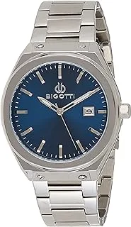 Bigotti BG.1.10323-2 Napoli Stainless Steel Strap Watch for Men, Silver/Blue