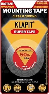 KLAPiT SUPER TAPE Nano Tape, Double Sided Tape Heavy Duty Tape, Anti Slip Tape, Multipurpose Mounting Tape – Home Decor, Kitchen Organizer, Bathroom Organizer, Carpet Tape – Slim 1 Meter Holds 23Kg