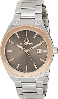 Bigotti BG.1.10323-5 Napoli Stainless Steel Strap Watch for Men, Silver/Rose