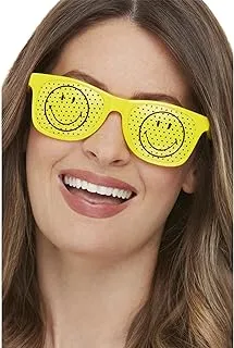 Smiffys 52329 Officially Licensed Smiley Rave Gl, Unisex Adult, Yellow, One Size