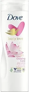 لوشن الجسم DOVE Body Love Glowing Care ، مصنوع من زيوت طبيعية 100٪ وخلاصة زهرة اللوتس وحليب الأرز حتى 48 ساعة من الترطيب ، 400 مل