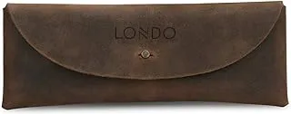 Londo Genuine Leather Pen Case with Metal Snap Fastener, Pencil Pouch Stationery Bag Mink OTTO293