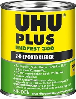 UHU Plus Endfest 300 Two-component adhesive, Solvent-free epoxy resin ties for highest loads. The processing time is up to 90 minutes