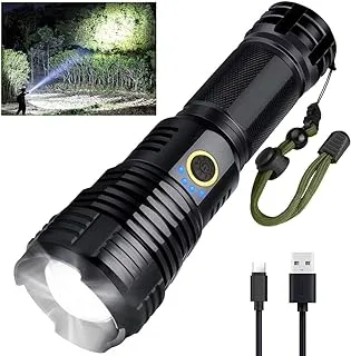 BengMxj BengMxj Rechargeable LED 90000 High Lumens Flashlight, XHP70 Tactical Flashlight with Zoomable, 5 Modes, Military Grade Waterproof Super Bright Flashlights for Emergencies, Camping, Hiking