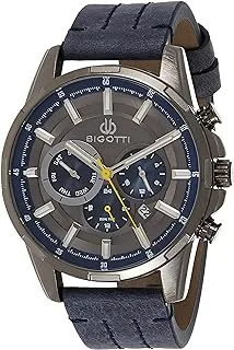 Bigotti BG.1.10299-5 ميلانو ساعة بسوار جلدي للرجال ، أزرق داكن