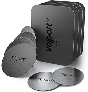 volport 10 Pack Thin Replacement Metal Plate for Magnetic Phone Holder, Universal - 4 Rectangular and 6 Round - Metal Stickers Discs with 3M Adhesive for Magnet Car Mount Cradle, Black