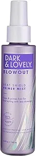 SoftSheen-Carson Dark and Lovely Blowout Heat Shield Hair Primer, Blow Dry Spray & Heat Protectant with Castor Oil, For Curly Hair, 4.4 fl oz