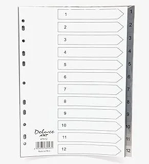 Deluxe A4 Plastic Divider with 1-12 Numbers, Grey