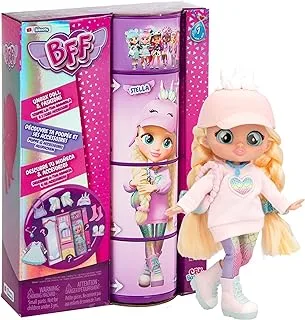 BFF by Cry Babies Stella Fashion Doll with 9+ Surprises Including Outfit and Accessories for Fashion Toy, Girls and Boys +3 Years and Up, 7.8 Inch Doll