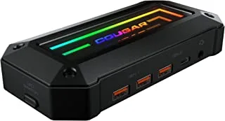 محطة إرساء COUGAR DS10 10-PORT RGB ، مقاومة للخدش ، توصيل طاقة حتى 100 وات ، HDMI X 2 ، LAN ETHERNET ، قارئ بطاقة SD ، USB TYPE-A X 3 ، USB TYPE-C X 2 ، منفذ صوت رباعي الأقطاب ، مفتاح LED