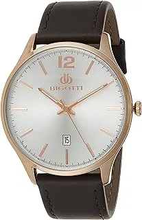 Bigotti BG.1.10308-2 Napoli Leather Strap Watch for Men, Black/Gold