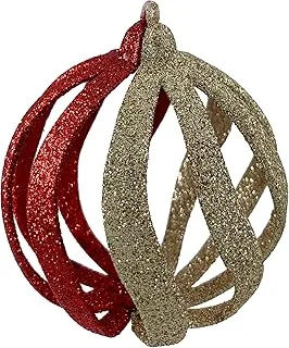 Christmas Designer Baubles Gold/Red 8cm 4Pcs/Box