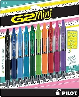 PILOT G2 Mini Premium Rolling Ball Gel Pens, Fine Point, Assorted Color Inks, 10-Pack (31746)