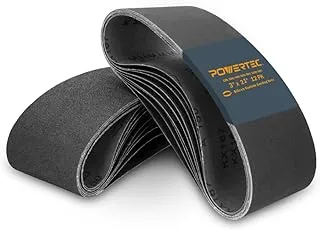 POWERTEC 46007 3 x 21 Inch Silicon Carbide Sanding Belts, 12PK, 2 Each Of 120/240/400/600/800/1000 Grits, Belt Sander Sanding Belt Assortment For Portable Belt Sander, Knife Sharpening