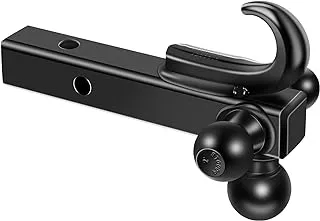 MaxxHaul 50231 Triple Ball Mount with Hook Hollow Shank, Black (Pull Hook Capacity up to 10000 lbs)