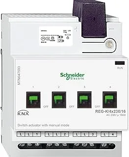 Schneider Lighting Control KNX_ Switch actuator REG-K/4x230/16 with manual mode, light grey_ [MTN647593]