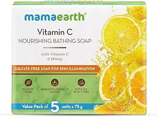 صابون الاستحمام المغذي بفيتامين سي من ماما إيرث مع فيتامين سي والعسل لإضاءة البشرة 5 × 75 جرام