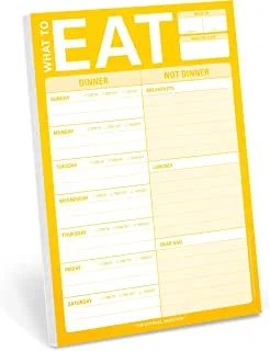 Knock Knock What To Eat Pad (Yellow), Magnetic Meal Planning Note Pad With Magnet, 6 x 22.8 cmes