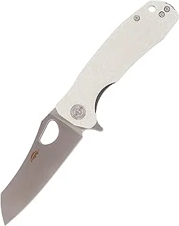 Honey badger wharncleaver d2 camping knife with left/right hand pocket clip, M, white