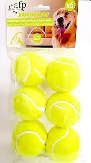 afp Interactives Dog Maxi Fetch Super Bounce Tennis Ball for Dogs Pack of 6 All For Paws