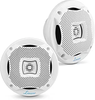 LANZAR 6.5Dual Waterproof Marine Speakers - 400W 4Ohm Outdoor Car/Boat Radio Stereo Speakers Waterproof/Weather Proof Marine Stereo Speakers System Pair - Mounting Kit Speaker Wire, Grill- AQ6CXW