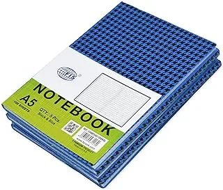 FIS A5 PVC Soft Cover Square Lines Notebook Blue/Black Pack of 5 Pieces