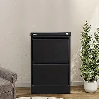 RIGID Heavy Duty Steel Filing Cabinet, Curved Shape 0.7mm Thickness 2 Drawers for A4/Lette (Black)