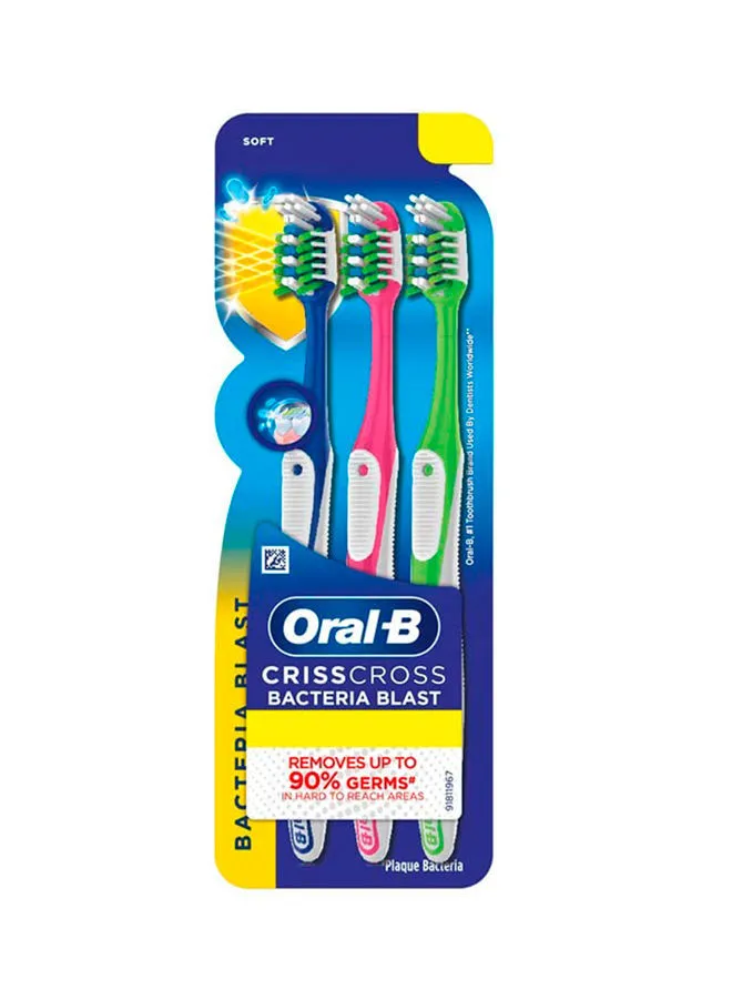 Oral B Crisscross Bacteria Blast Toothbrush 3 Pieces Assorted