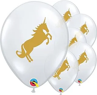 Qualatex 57553 Round Unicorn Diamond Clear Latex Balloons, 11-Inch