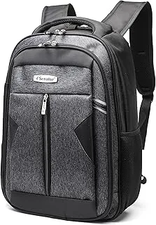 Senator Nylon Unisex Daypack 18-Inch Lightweight Backpack with Laptop Compartment Reflective Lattice Water Resistant Casual Hiking Travel Bag for Business College School Students - KH8122 (Black)