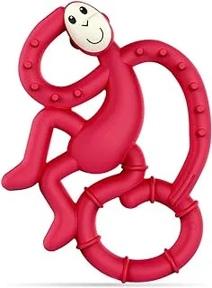 Matchstick Monkey, Antimicrobial Silicone Teether, Easy To Grip, BPA Free, 3 Months Old+, 10 cm, Rubine Red Mini Monkey