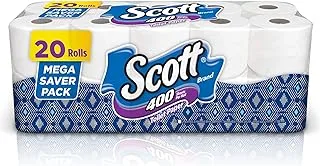 Scott Toilet Tissue Paper, 2 PLY Embossed, 400 Sheets x 20 Toilet Rolls