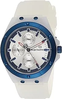 Sergio Tacchini ST.1.10267-4 Streamline Silicon Strap Watch for Men, White/Blue